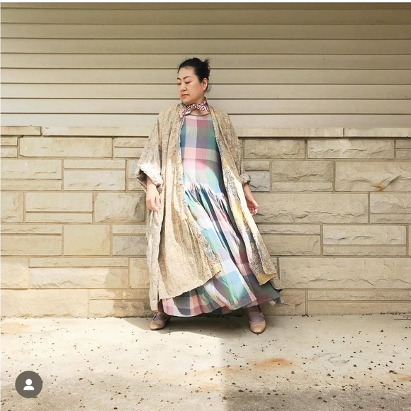 Rujuta Sheth medium dress plaid pink blue - Picture 9 of 9